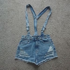 Carmar hight waisted overall denim shorts